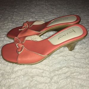 Mila Paoli Leather Kitten Heel Sandal Orange 8